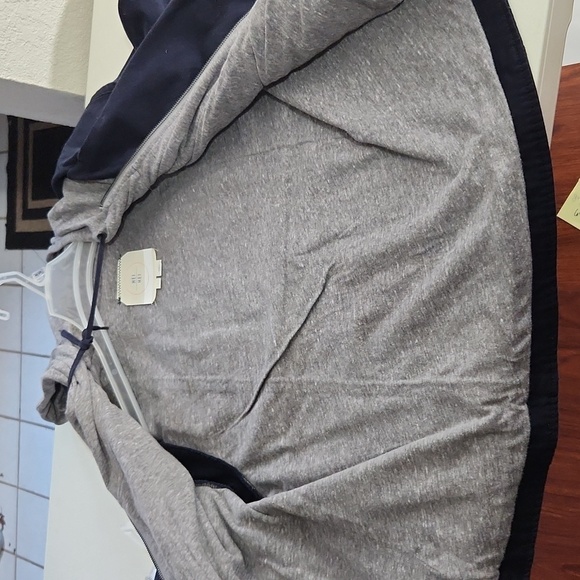 Hei Hei Womens Jacket Size L Navy Blue Heather Gray Sailor Anchor Cropped Trench - Picture 10 of 13